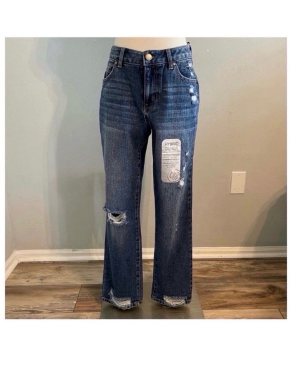 1822 DENIM RIPPED RELAXED STRAIGHT LEG JEANS - Picture 4 of 9